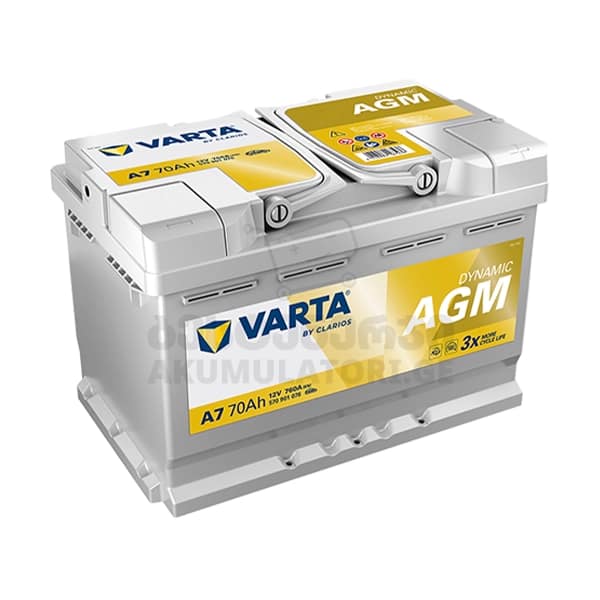 Varta A7 70Ah 760 A(EN) AGM (აკუმულატორი)