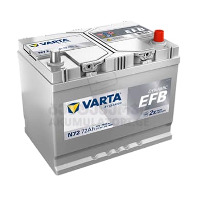 Varta EFB N72 72Ah 760 A(EN) (აკუმულატორი)