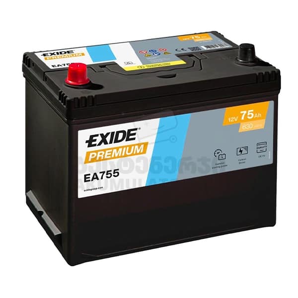 Exide EA755 75Ah 630 A(EN) (აკუმულატორი)