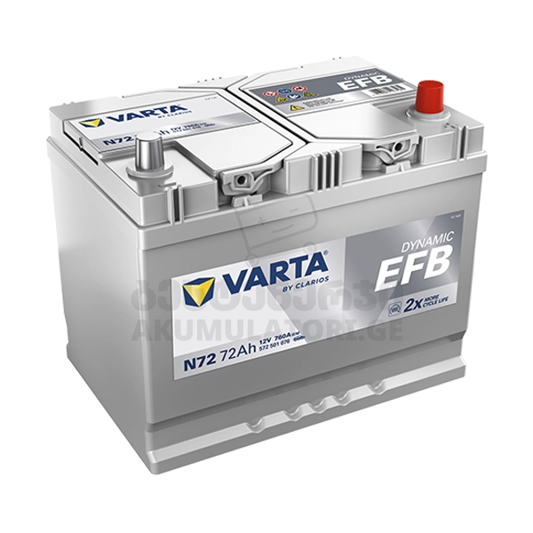 Varta EFB N72 72Ah 760 A(EN) efb-ვარტა-ვართა-ამპერი-აკუმულატორი-აკუმლატორი-akumulatori-akumlatori-carbattery