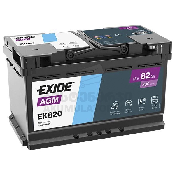 Exide EK820 82Ah 800 A(EN) AGM -akumulatori-akumaltori-აკუმულატორი-აკუმლატორი-carbattery