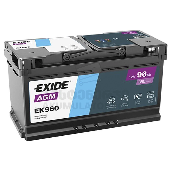 Exide EK960 96Ah 850 A(EN) AGM -akumulatori-akumaltori-აკუმულატორი-აკუმლატორი-carbattery